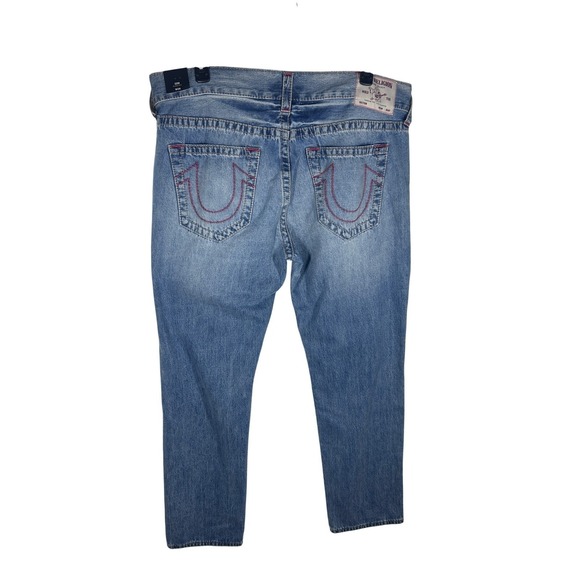 True Religion Geno Relaxed Slim Jeans Men's 38 Medium Wash Flap Pocket NEW